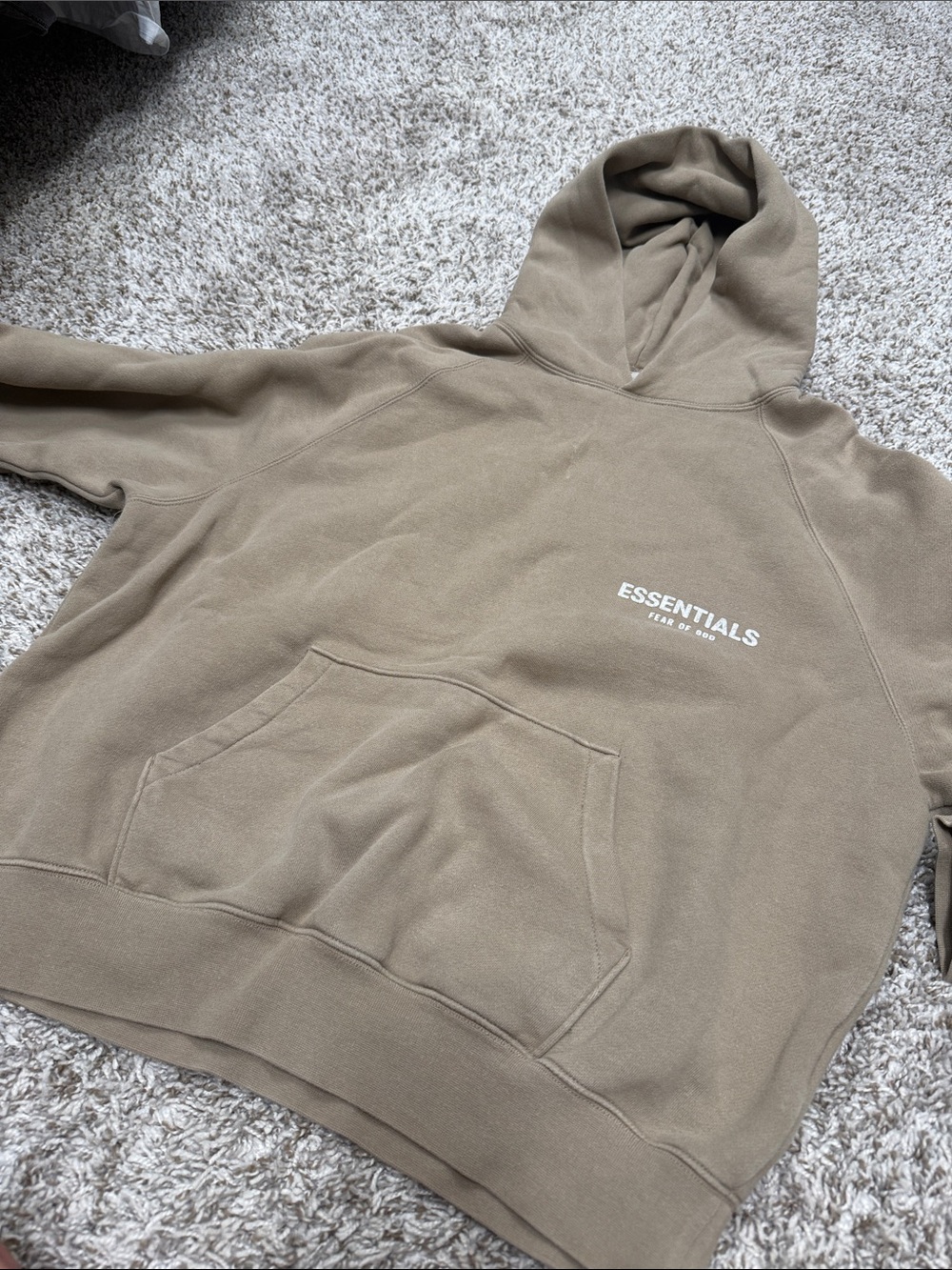 ESSENTIALS Women’s Taupe Pullover Hoodie with Logo